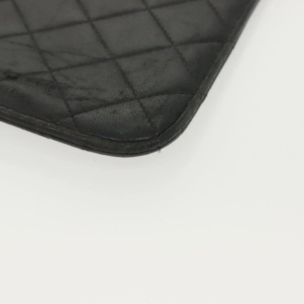 CHANEL Matelasse iPad Case Lamb Skin Black Silver CC Auth 141696 - Picture 6 of 16